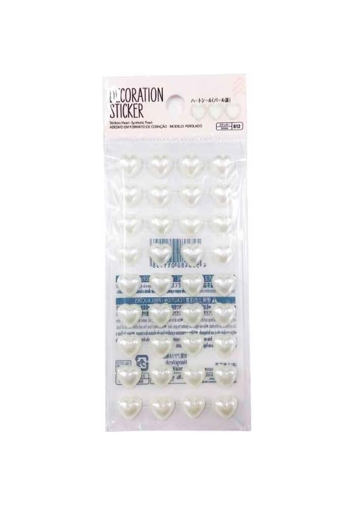 DAISO Heart Stickers - Synthetic Pearl Decorative Stickers for Crafts and Scrapbooking